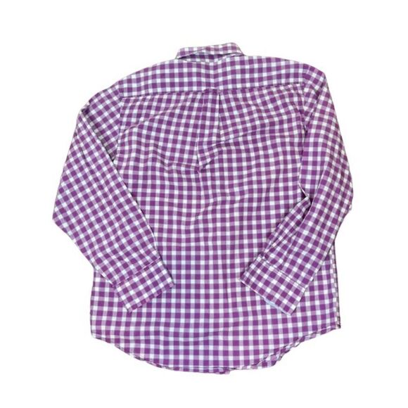IZOD Men's Purple Checked Button Down Shirt Contrast Cuff Size Medium - Picture 5 of 10